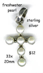 sterling cross, freshwater pearl