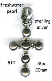 sterling cross, black freshwater pearl