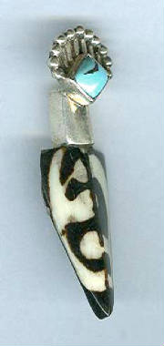 sterling pendant, chevron bone, turquoise.jpg