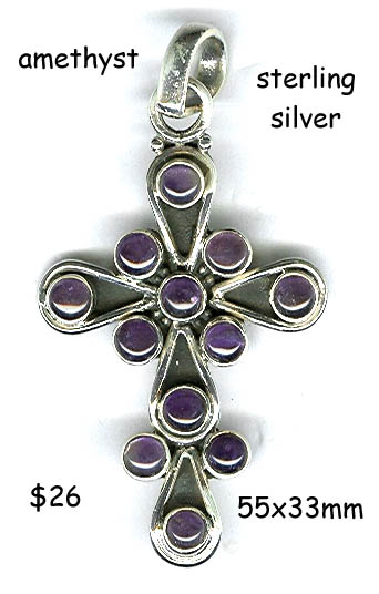 sterling silver cross, garnet