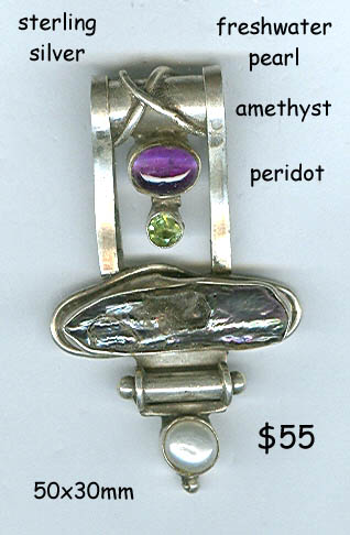 sterling pendant kishi pearl amethyst
