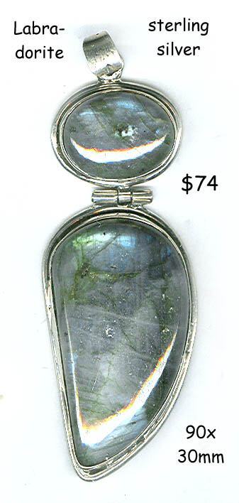 sterling silver pendant Labradorite large