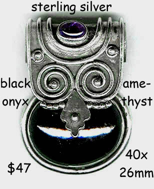 sterling pendant black onyx Bali Silver