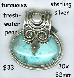 sterling pendant turquoise Bali