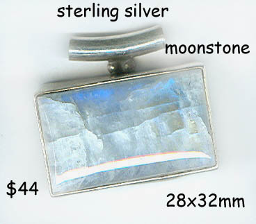 sterling pendant moonstone rectangle