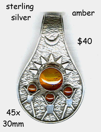 sterling silver pendant Bali amber 