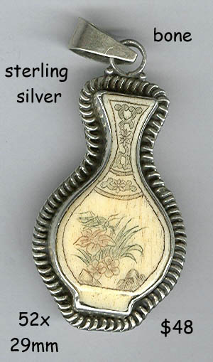 sterling pendant bone Chinese vase