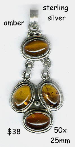 sterling pendant amber